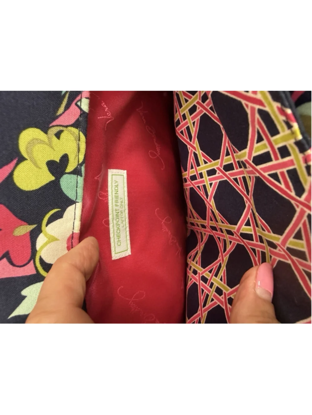 Vera Bradley Ribbons Floral Laptop Bag With Checkpoint Compartment